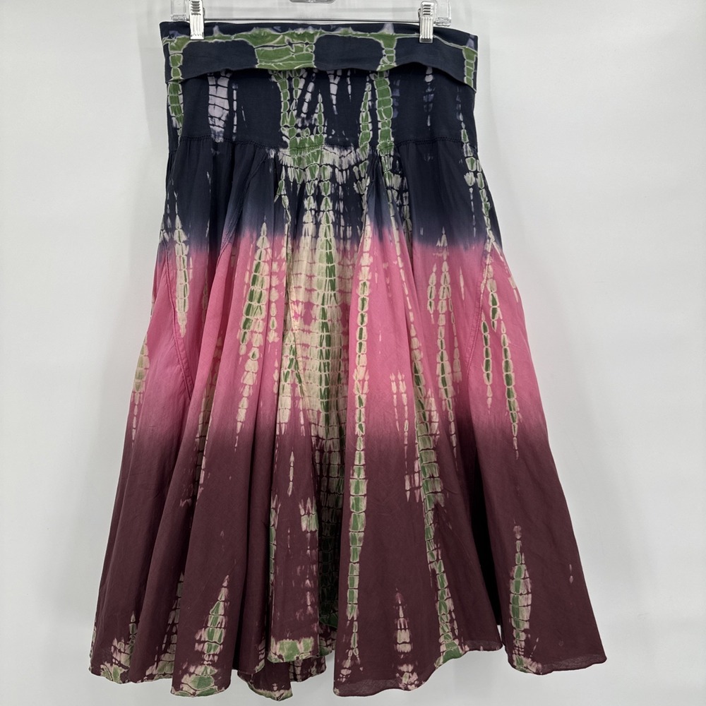 Raviya Tie Dye Maxi Skirt L Foldover Waistband Y2K Boho Festival Beach Coverup